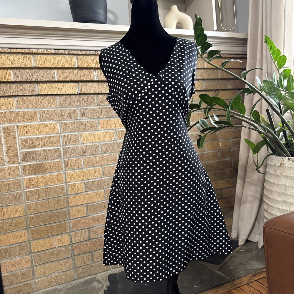 BEAUTIFUL Polka Dot BLK/Wht Dress Women's Size M Resort Wear Summer Coastal
